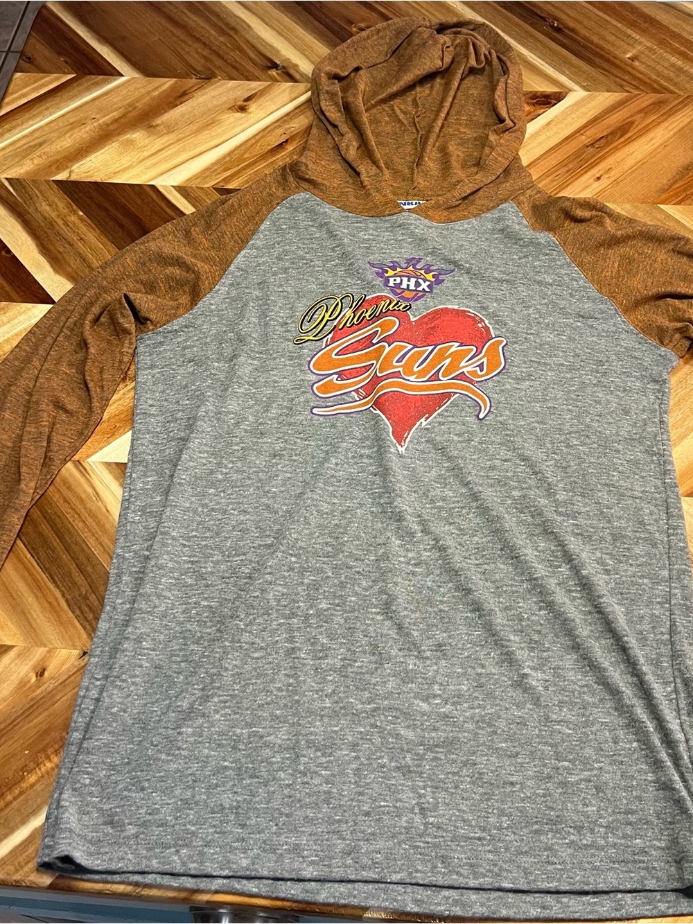 Women’s Gray & Brown Raglan Hoodie Tee Phoenix Suns